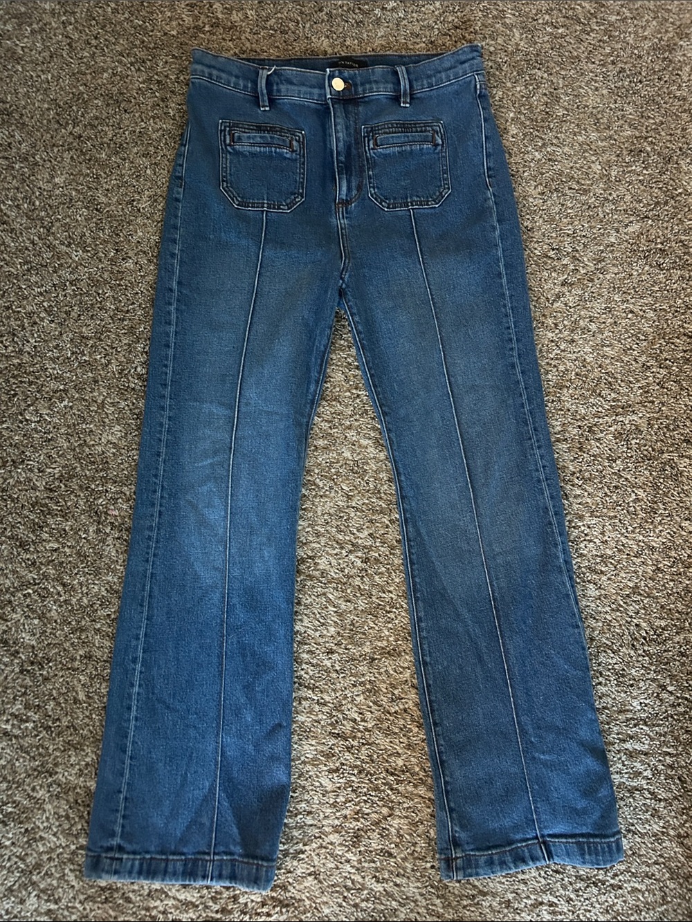 Ann Taylor Dark Blue Flare Jeans with Front Seams